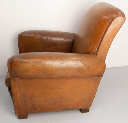 French Club Armchair in Cognac Leather, 1930s-RIU-1800663