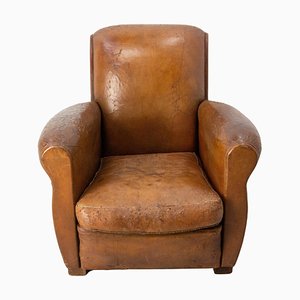 French Club Armchair in Cognac Leather, 1930s-RIU-1800663