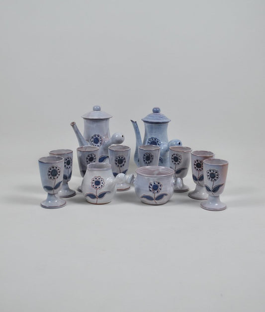 French Coffee Service by Les Grottes Dieulefit, 1950s, Set of 12