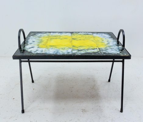 French Coffee Table in Iron and Ceramic, 1960-RIU-1299308