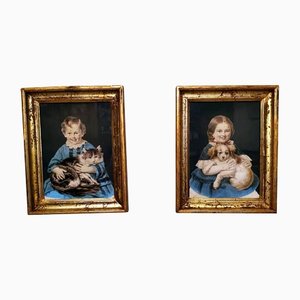 French Color Lithographs, Framed, Set of 2-QRS-1344206