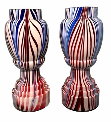 French Colored Opaline Glass Vases from Clichy Cristallerie, 1860, Set of 2-QRS-2031384