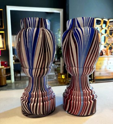 French Colored Opaline Glass Vases from Clichy Cristallerie, 1860, Set of 2-QRS-2031384