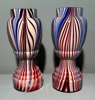 French Colored Opaline Glass Vases from Clichy Cristallerie, 1860, Set of 2-QRS-2031384