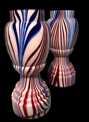 French Colored Opaline Glass Vases from Clichy Cristallerie, 1860, Set of 2-QRS-2031384