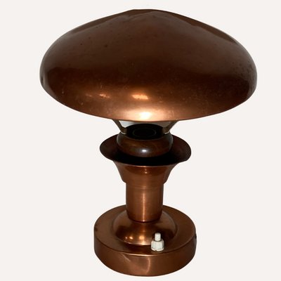 French Copper and Teak Table Lamp, 1950s-BHG-1091988