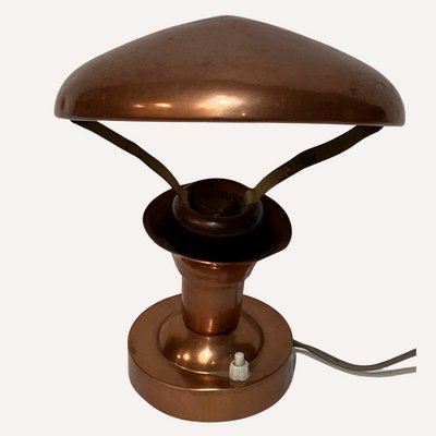 French Copper and Teak Table Lamp, 1950s-BHG-1091988