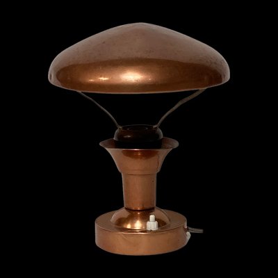 French Copper and Teak Table Lamp, 1950s-BHG-1091988