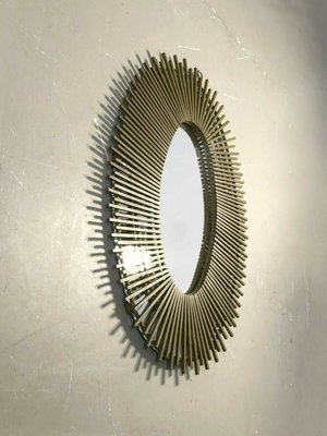 French Craft Iron Sun Mirror, 1950s-NLF-883262