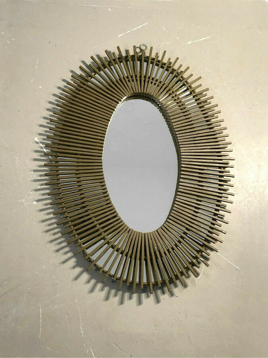 French Craft Iron Sun Mirror, 1950s