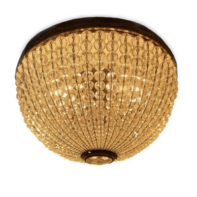 French Crystal and Bronze Ceiling Light, 1950s-TBU-2028095