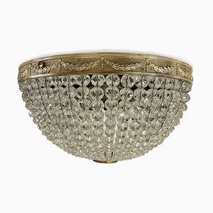 French Crystal and Bronze Ceiling Light, 1950s-TBU-2028095