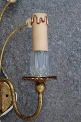 French Crystal and Gilt Metal Sconces, 1970s, Set of 2-EH-1058121