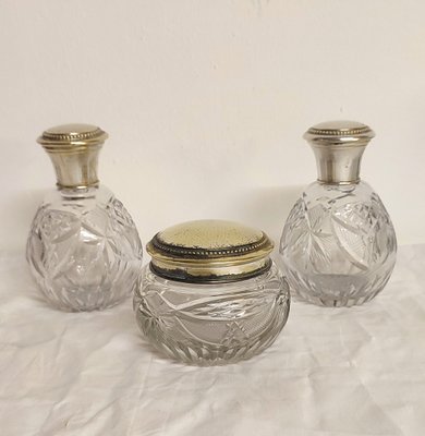 French Crystal Bathroom Set, 1940s, Set of 3-RGF-1304389