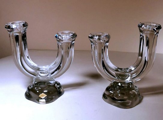 French Crystal Daum Candleholders from Cristal de Vannes, 1960s, Set of 2-QRS-888826