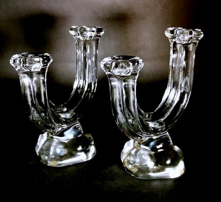 French Crystal Daum Candleholders from Cristal de Vannes, 1960s, Set of 2-QRS-888826