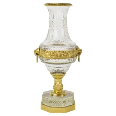 French Crystal Glass Baluster Vase with Bronze Mounting, 1870-KMT-1179660