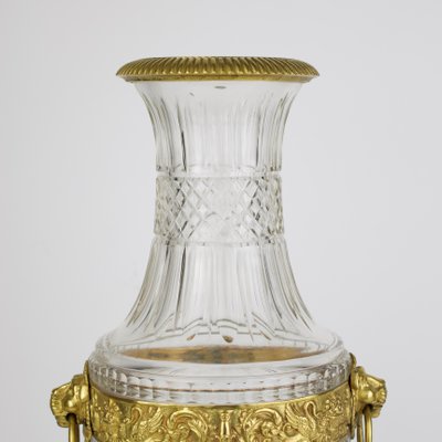 French Crystal Glass Baluster Vase with Bronze Mounting, 1870-KMT-1179660