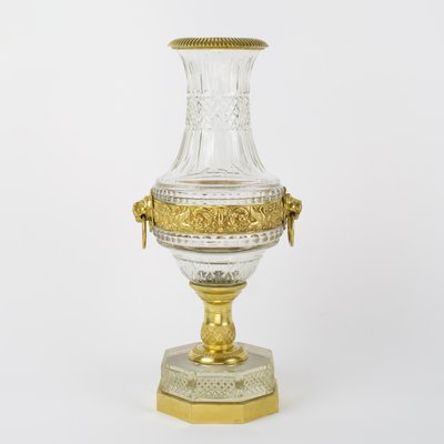 French Crystal Glass Baluster Vase with Bronze Mounting, 1870-KMT-1179660