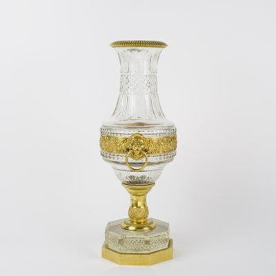 French Crystal Glass Baluster Vase with Bronze Mounting, 1870-KMT-1179660