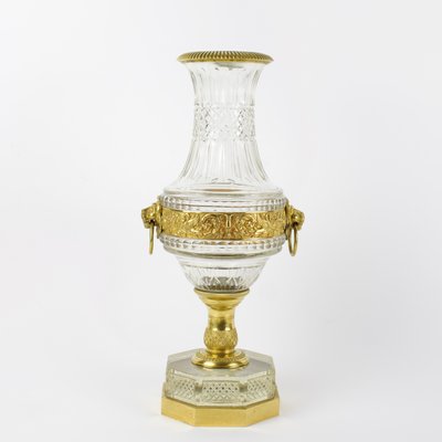 French Crystal Glass Baluster Vase with Bronze Mounting, 1870-KMT-1179660