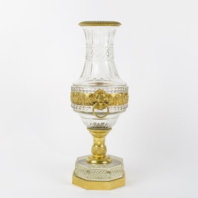 French Crystal Glass Baluster Vase with Bronze Mounting, 1870-KMT-1179660