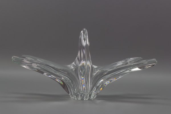 French Crystal Glass Fruit Bowl or Centerpiece from Art Vannes, 1960s-KEG-1010632