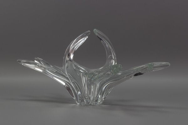 French Crystal Glass Fruit Bowl or Centerpiece from Art Vannes, 1960s-KEG-1010632