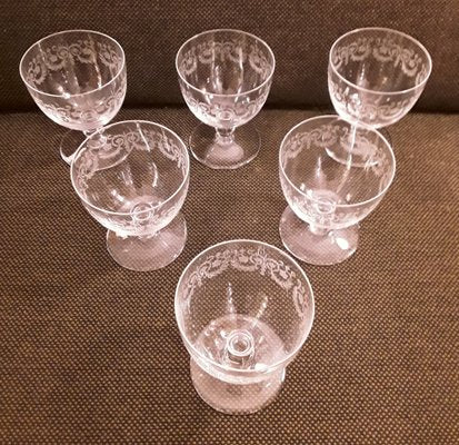 French Crystal Glass Wine Glasses from Baccarat, 1970s, Set of 6-HOI-1705948