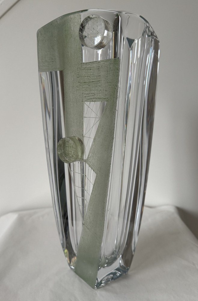 French Crystal Vase by Anatole Riecke for the Parisian Restaurant La Coupole, 1958