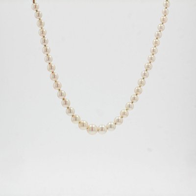 French Cultured Pearl Falling Necklace-OLU-981468