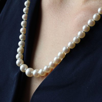 French Cultured Pearl Falling Necklace-OLU-981468