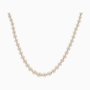 French Cultured Pearl Falling Necklace-OLU-981468