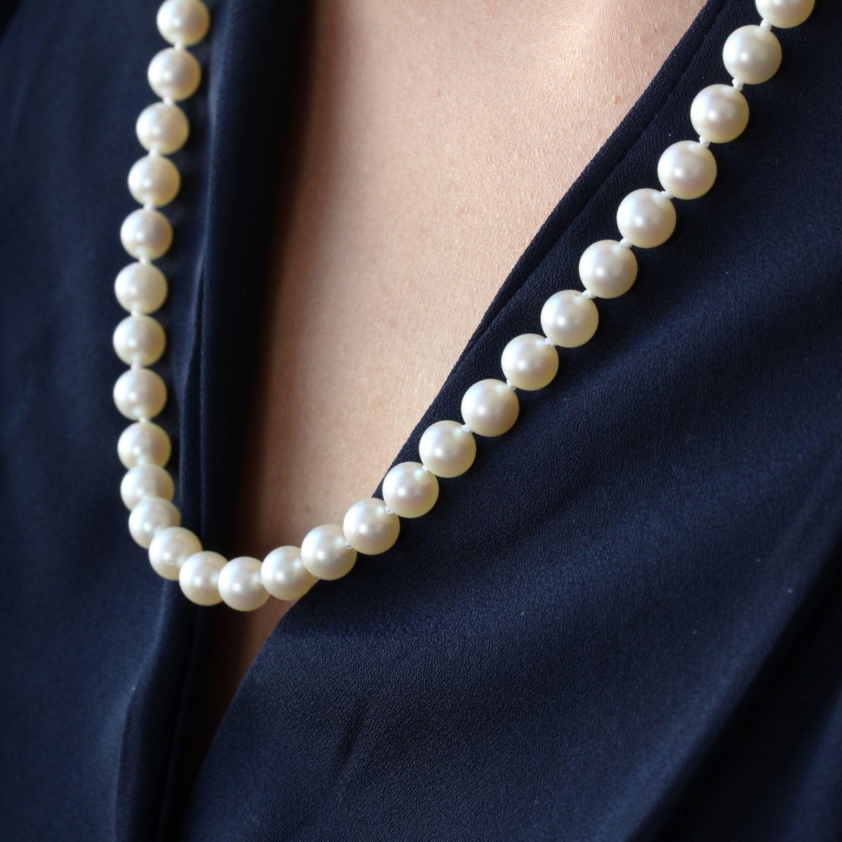 French Cultured Pearl Strand Choker Necklace, 2000s