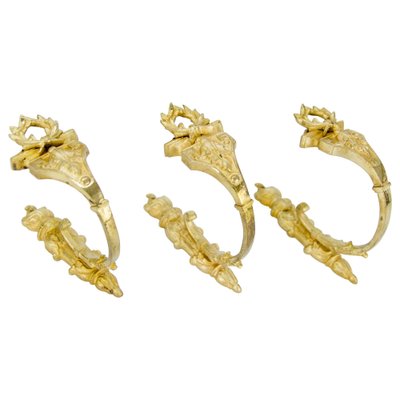 French Curtain Tiebacks in Gilt Bronze, Set of 3-KEG-1086564