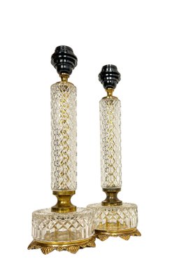 French Cut Glass or Crystal Table Lamps, 1950s, Set of 2-WZZ-1819294