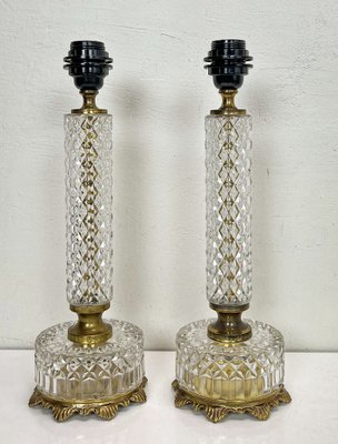 French Cut Glass or Crystal Table Lamps, 1950s, Set of 2-WZZ-1819294