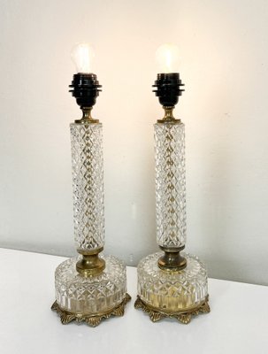 French Cut Glass or Crystal Table Lamps, 1950s, Set of 2-WZZ-1819294