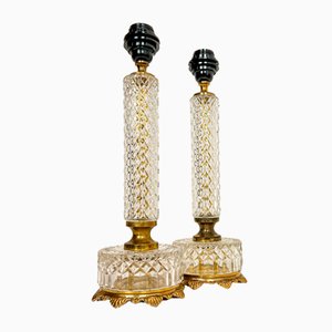 French Cut Glass or Crystal Table Lamps, 1950s, Set of 2-WZZ-1819294