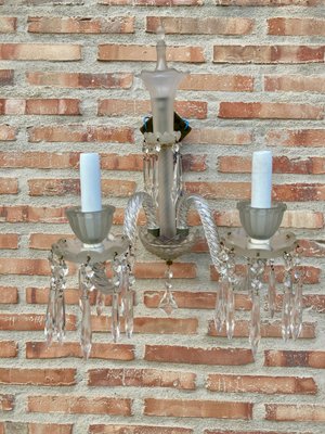 French Cut Glass Sconces with Crystals, 1922, Set of 2-NOU-860909