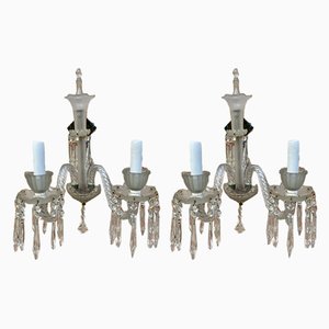 French Cut Glass Sconces with Crystals, 1922, Set of 2-NOU-860909