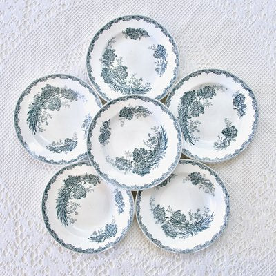 French Daisy Plates from St Amand, 1920, Set of 6-SHG-2038129