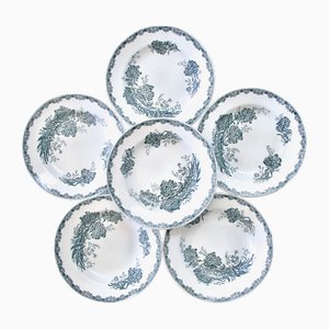 French Daisy Plates from St Amand, 1920, Set of 6-SHG-2038129