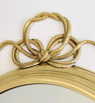 French Decorative Oval Brass Mirror, 1970s-BA-778485