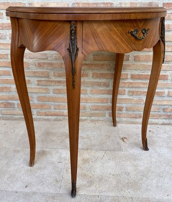 French Demi Lune Folding Card or Console Table with Baize Top, 1900s-NOU-1799577