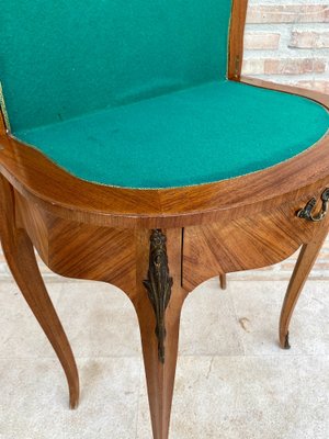 French Demi Lune Folding Card or Console Table with Baize Top, 1900s-NOU-1799577