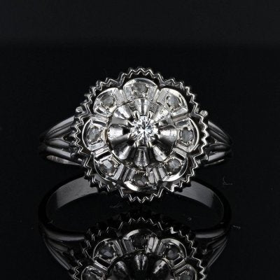 French Diamond 18 Karat White Gold Ring, 1960s-OLU-896108