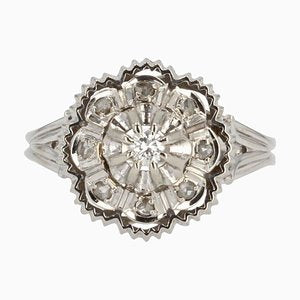 French Diamond 18 Karat White Gold Ring, 1960s-OLU-896108