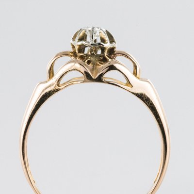 French Diamond 18 Karat Yellow Gold Ring, 1950s-OLU-1129187