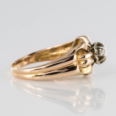 French Diamond 18 Karat Yellow Gold Ring, 1950s-OLU-1129187